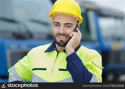 portrait of an engineer talking on the phone