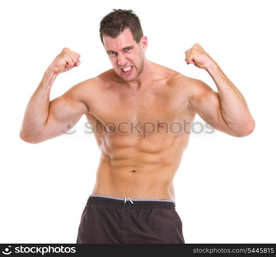 Portrait of angry muscular sports man