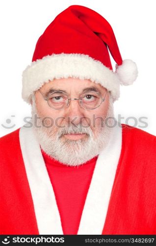 Portrait of angry Santa Claus isolated on white background