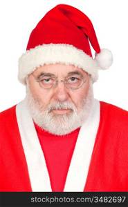 Portrait of angry Santa Claus isolated on white background