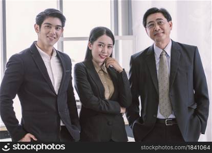 Portrait of asian business people in formal suit are smiling