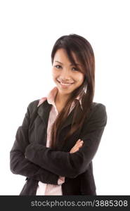 portrait of asian businesswoman over white isolated background