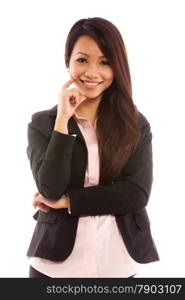 portrait of asian businesswoman over white isolated background