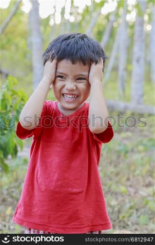 Portrait of Asian little boy outdoor