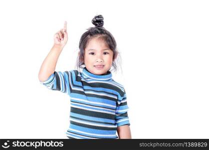 portrait of asian little girl over white background. portrait of asian little girl