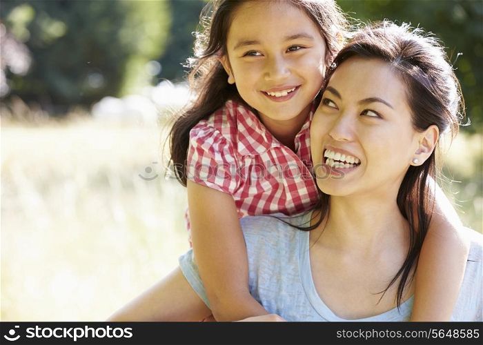 Portrait Of Asian Mother And Daughter In Countryside