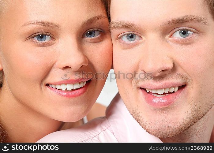 portrait of attractive couple, faces closeup