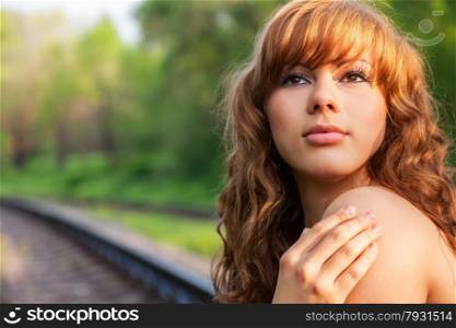 portrait of attractive girl outdoors