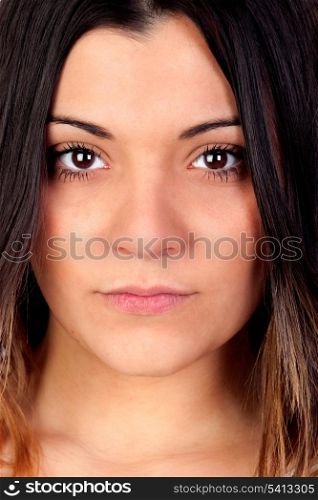 Portrait of attractive girl with brown eyes