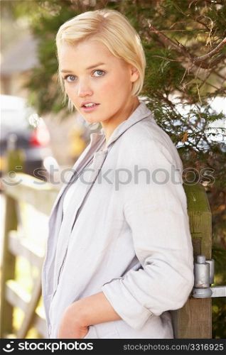 Portrait Of Attractive Young Woman Outdoors