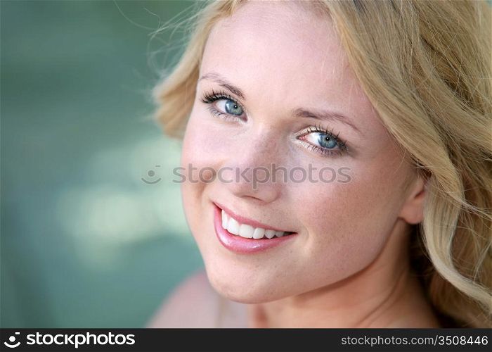 Portrait of beautiful blond woman in spa