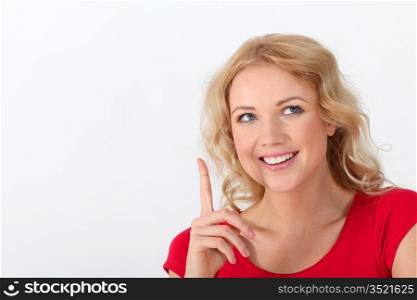Portrait of beautiful blond woman with interrogative look