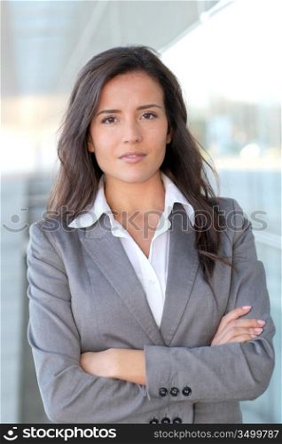 Portrait of beautiful businesswoman standing outside