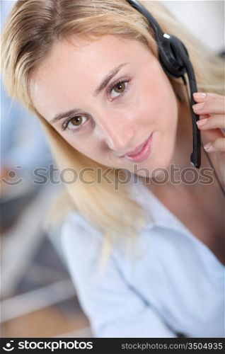 Portrait of beautiful customer service woman