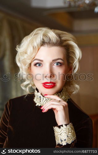 portrait of beautiful girl blonde. close-up