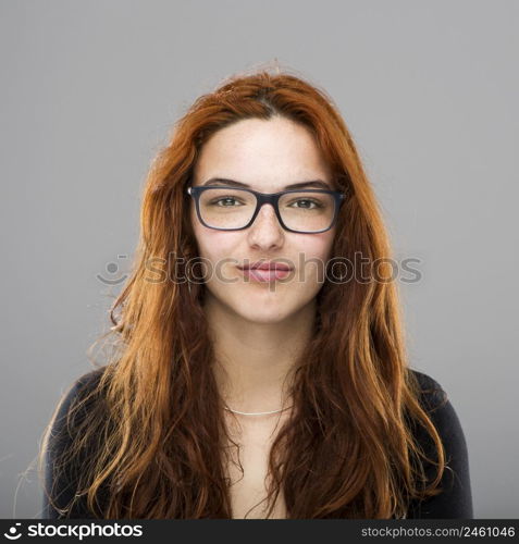 Portrait of beautiful hypster woman with red hair