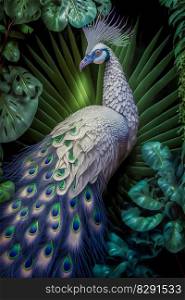 Portrait of beautiful peacock with feathers. Portrait of beautiful peacock with feathers AI Generated