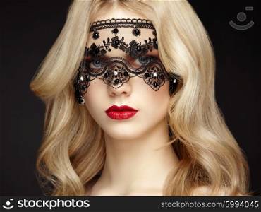Portrait of beautiful sensual woman with elegant hairstyle. Perfect makeup. Blonde girl. Fashion photo. Jewelry and lace