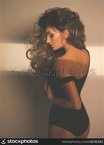 Portrait of beautiful sexy woman with magnificent hair