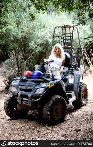 Portrait of beautiful woman after an ATV adventure