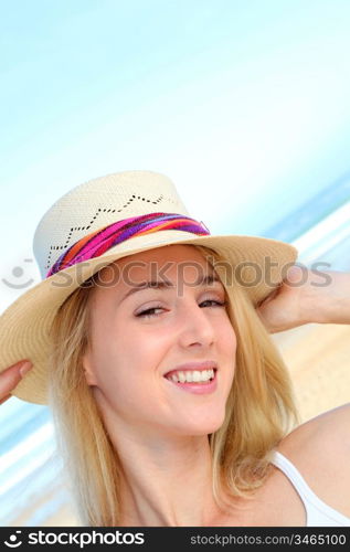 Portrait of beautiful woman at the beach
