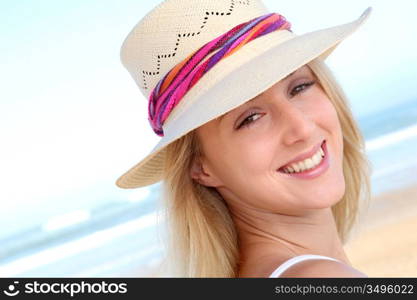 Portrait of beautiful woman at the beach