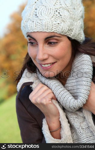 Portrait of beautiful woman in fall season