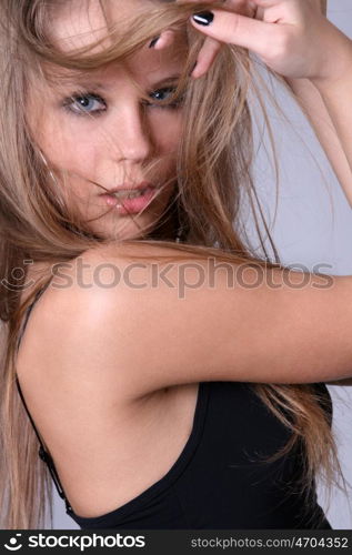 Portrait of beautiful woman in studio