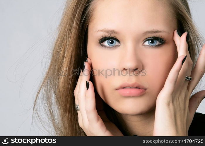 Portrait of beautiful woman in studio