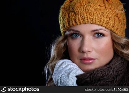 Portrait of beautiful woman in winter time