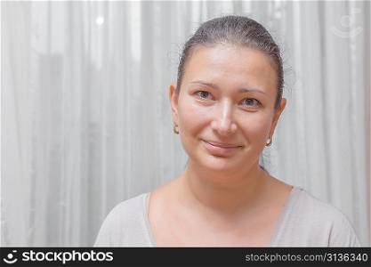 Portrait of beautiful woman indoors smile