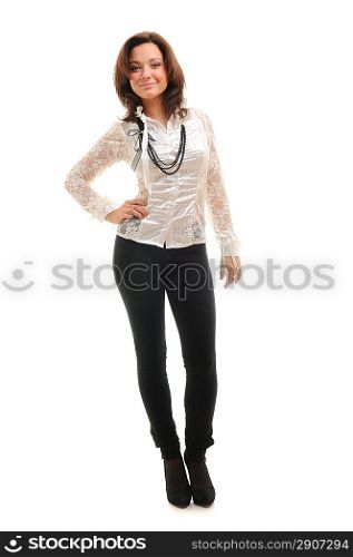 Portrait of beautiful woman. Isolated iver white.