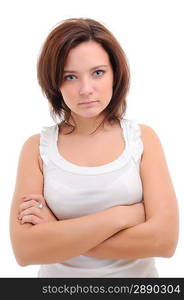 Portrait of beautiful woman. Isolated over white.