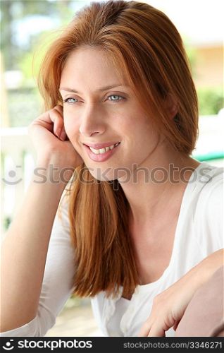 Portrait of beautiful woman relaxing at home