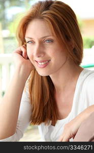 Portrait of beautiful woman relaxing at home