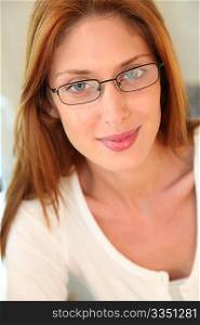 Portrait of beautiful woman with eyeglasses