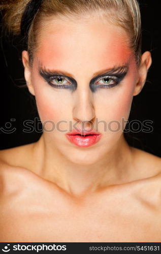 Portrait of beautiful young girl with extravagant makeup&#xA;