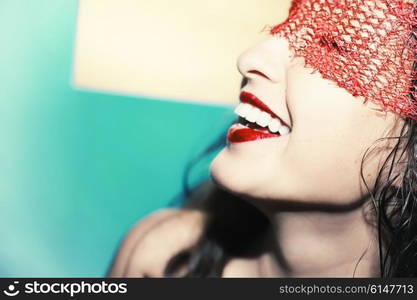 Portrait of beautiful young happy woman closeup