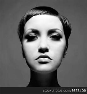 Portrait of beautiful young lady with short hair