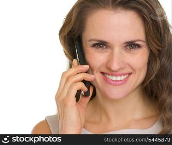 Portrait of beautiful young woman having mobile phone call