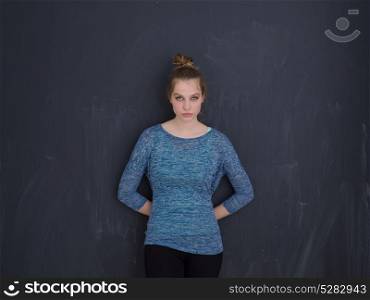 portrait of Beautiful young woman isolated on grey background