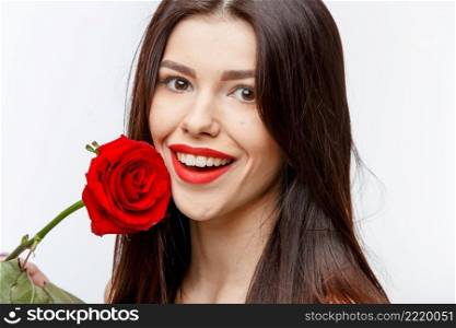 Portrait of beautiful young woman with flowers - isolated on white. Portrait of beautiful young woman with flowers