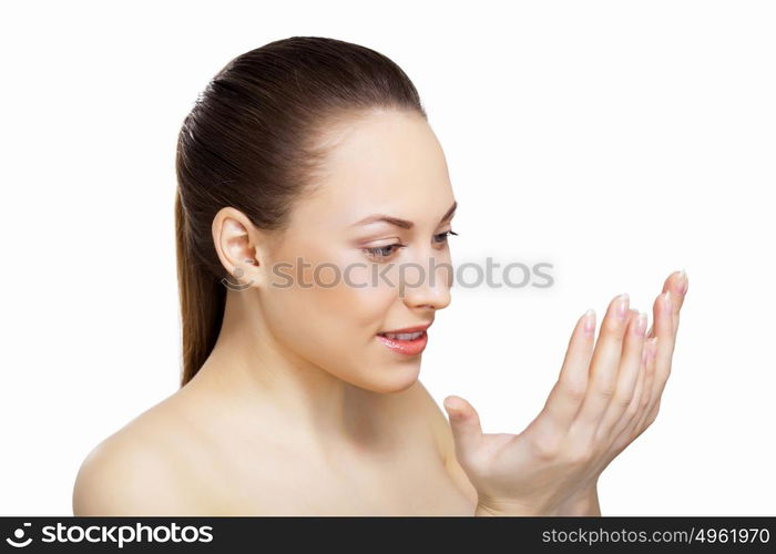 Portrait of beautiful young woman with natural look