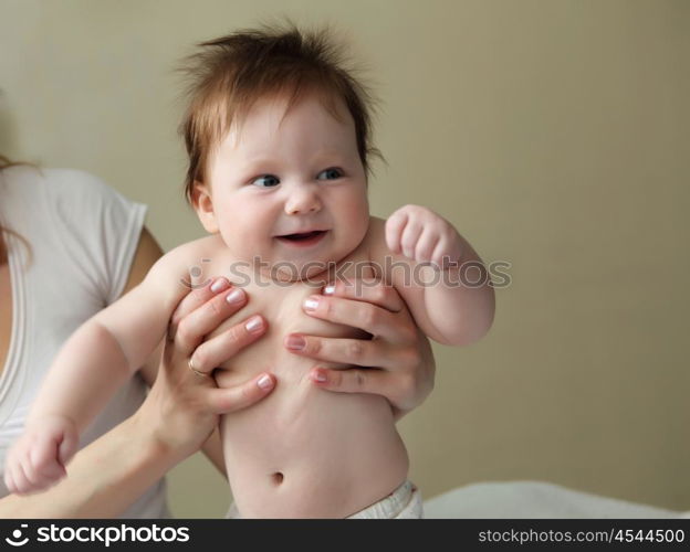 portrait of beautuful redhair infant with blue eyes