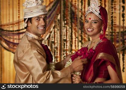 Portrait of Bengali groom and bride