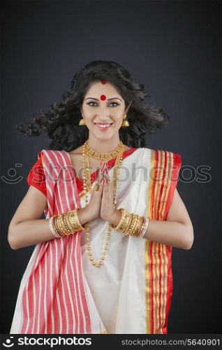 Portrait of Bengali woman greeting