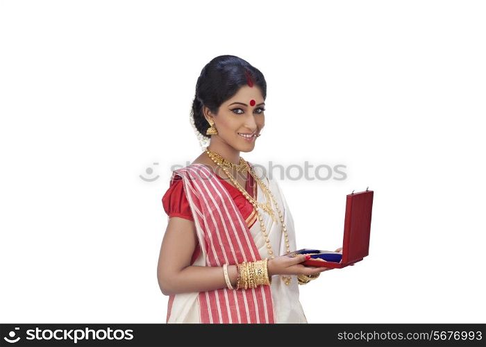 Portrait of Bengali woman with a jewelery box