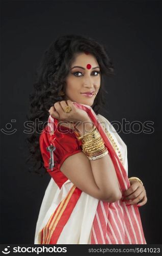 Portrait of Bengali woman with keys