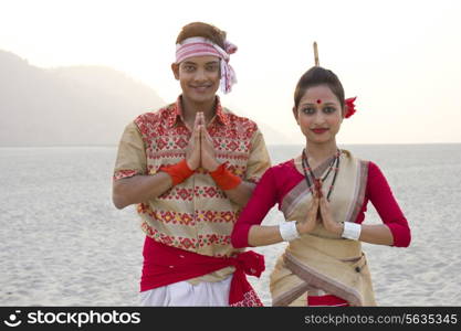 Portrait of Bihu dancers greeting