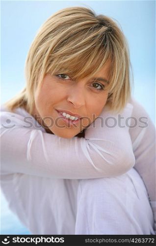 portrait of blond woman relaxed